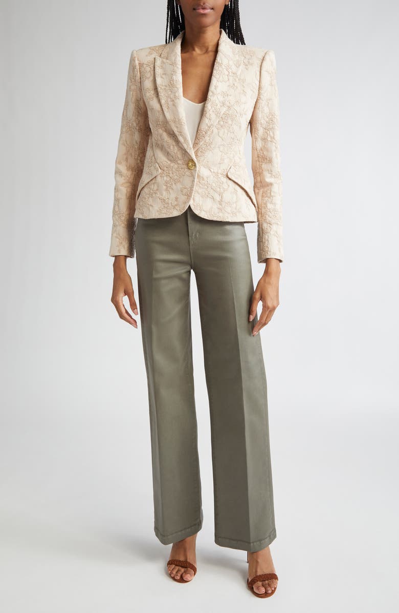 L'AGENCE Jennah Crinkled Cotton Twill Blazer, Alternate, color, Neutral Crinkle Twill