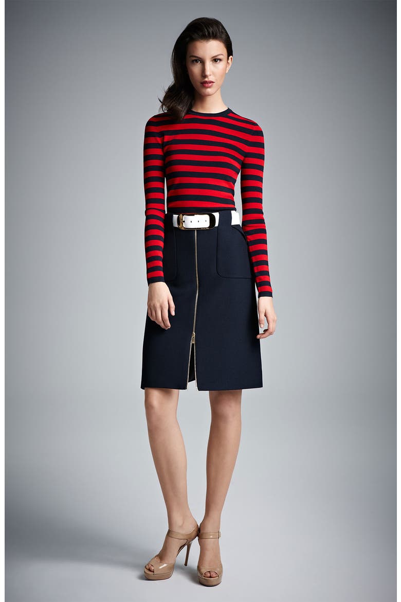 Stripe Matte Jersey Top, Alternate, color, MIDNIGHT/ CRIMSON