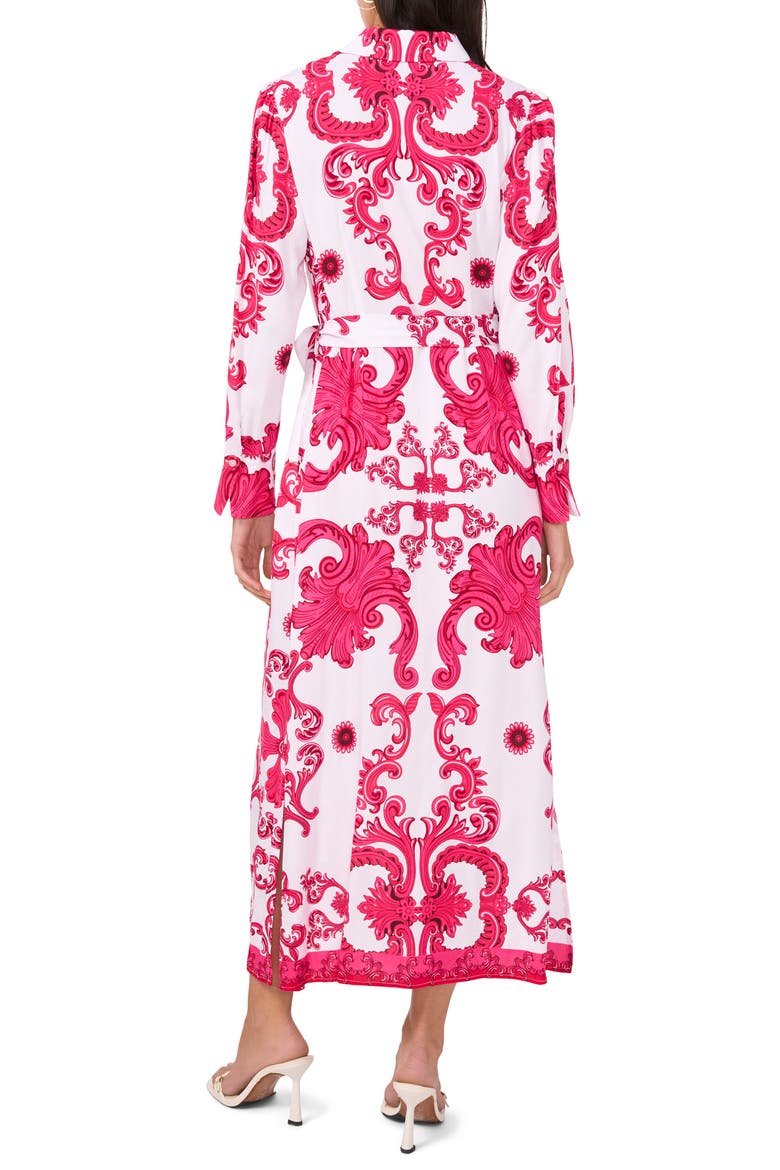 Print Long Sleeve Belted Shirtdress, Alternate, color, LUCENT WHITE