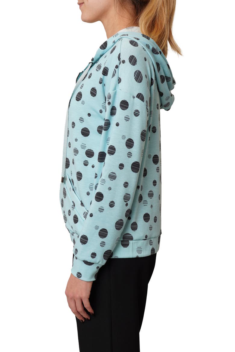 Dots Terry Zip Hoodie, Alternate, color, PASTEL BLUE/ BLACK