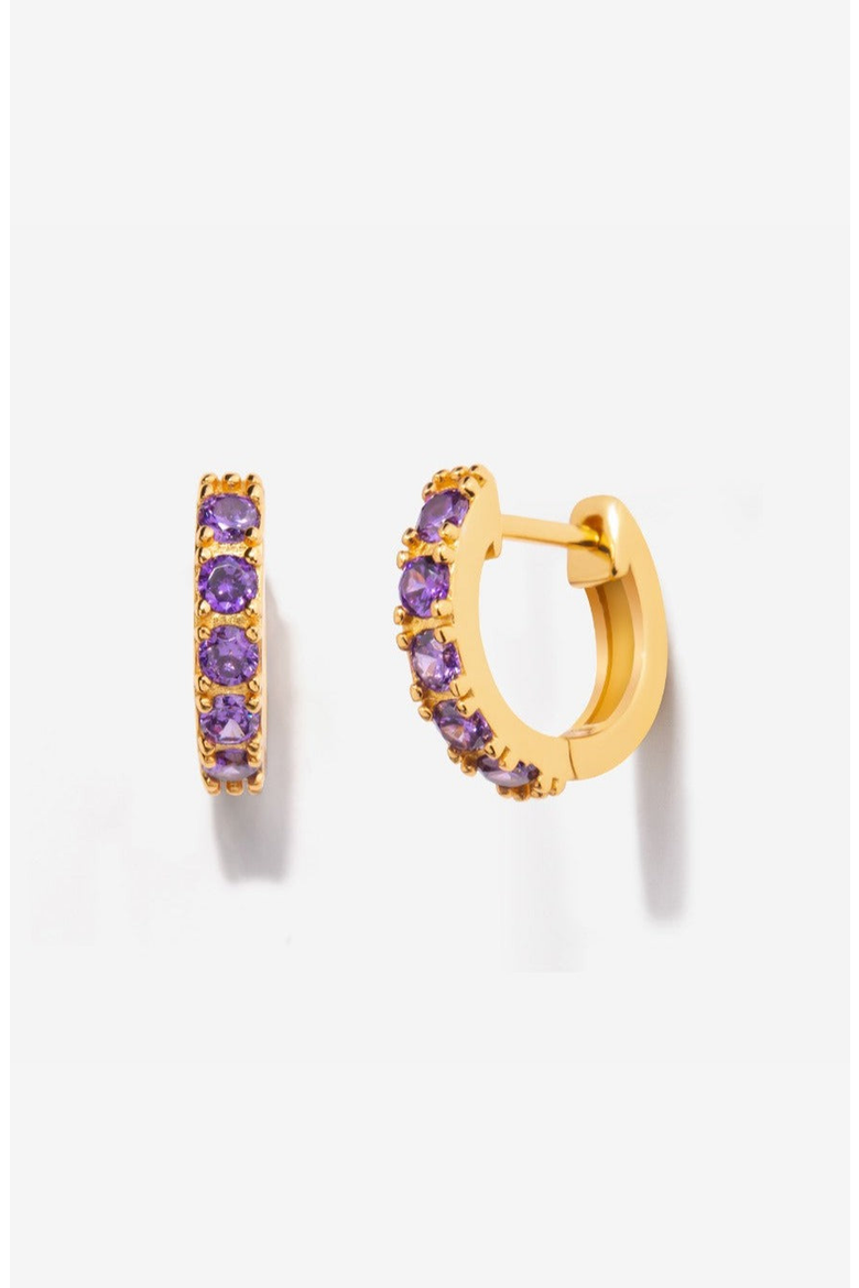 Birthstone Huggies, Main, color, Amethyst / February