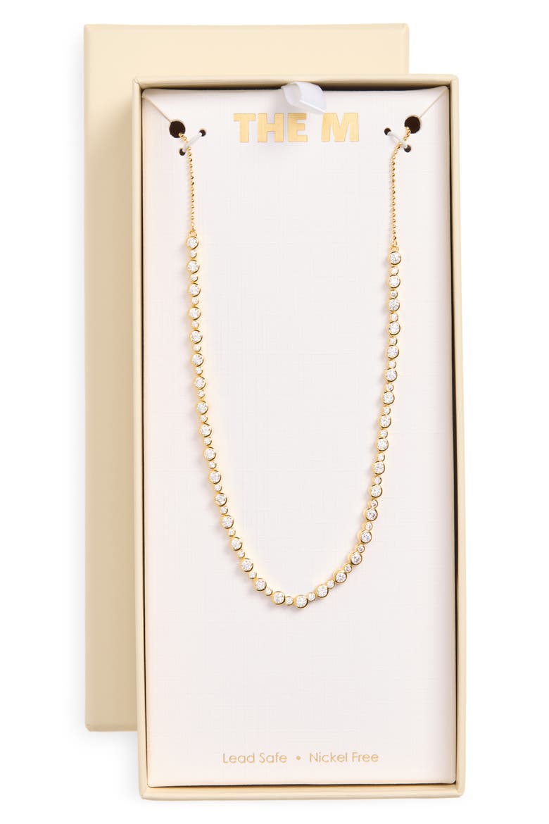 Bezel Set Cubic Zirconia Tennis Necklace, Main, color, GOLD