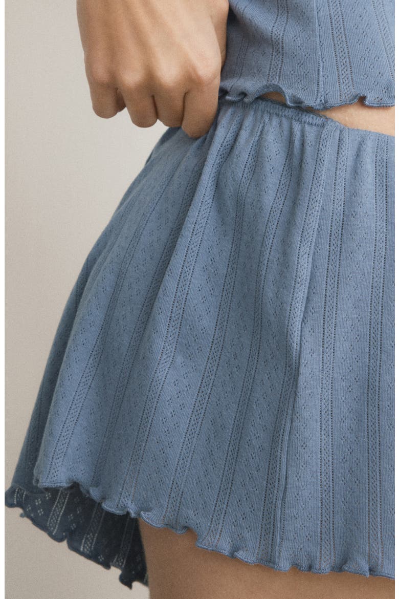 Pointelle Pajama Shorts, Alternate, color, INDIGO BLUE