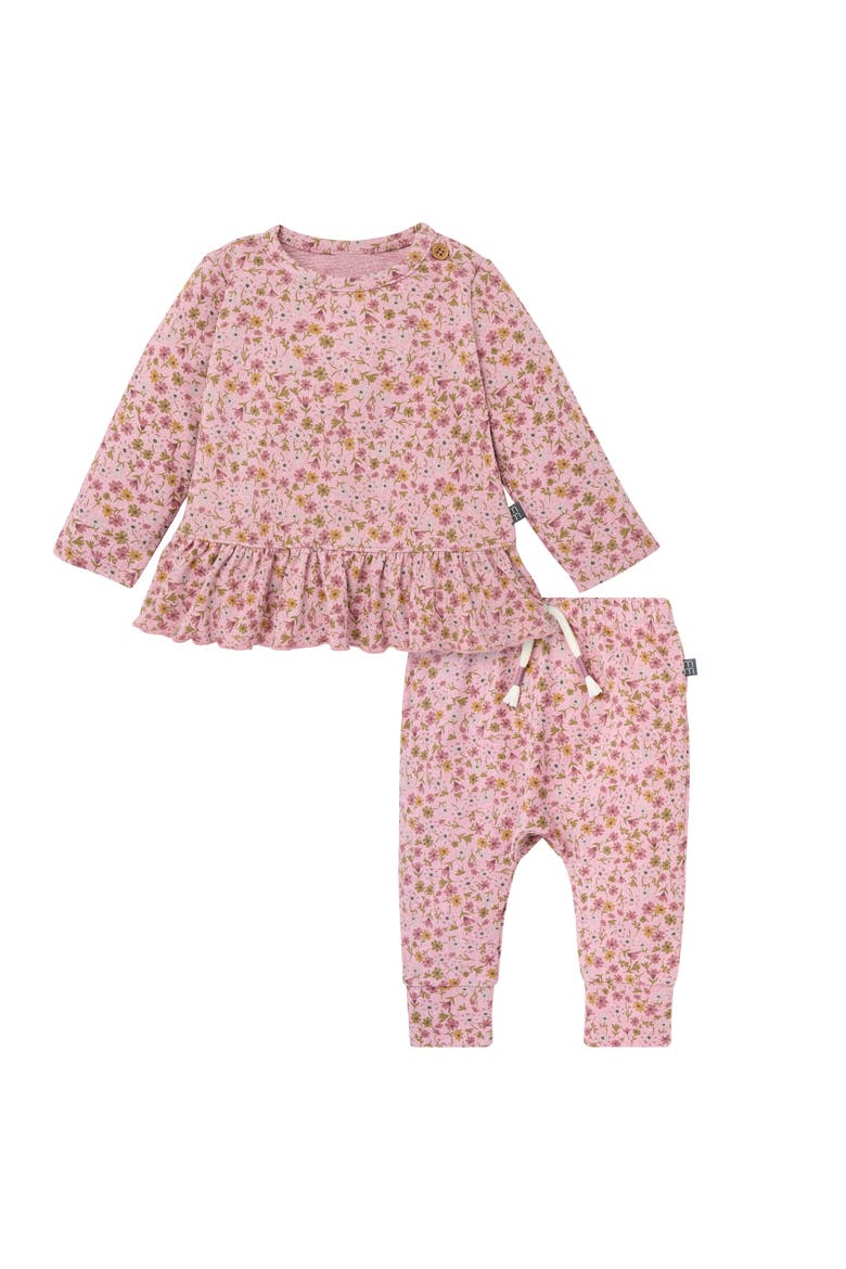 Peplum Top and Pants Set, Main, color, Rose Heather