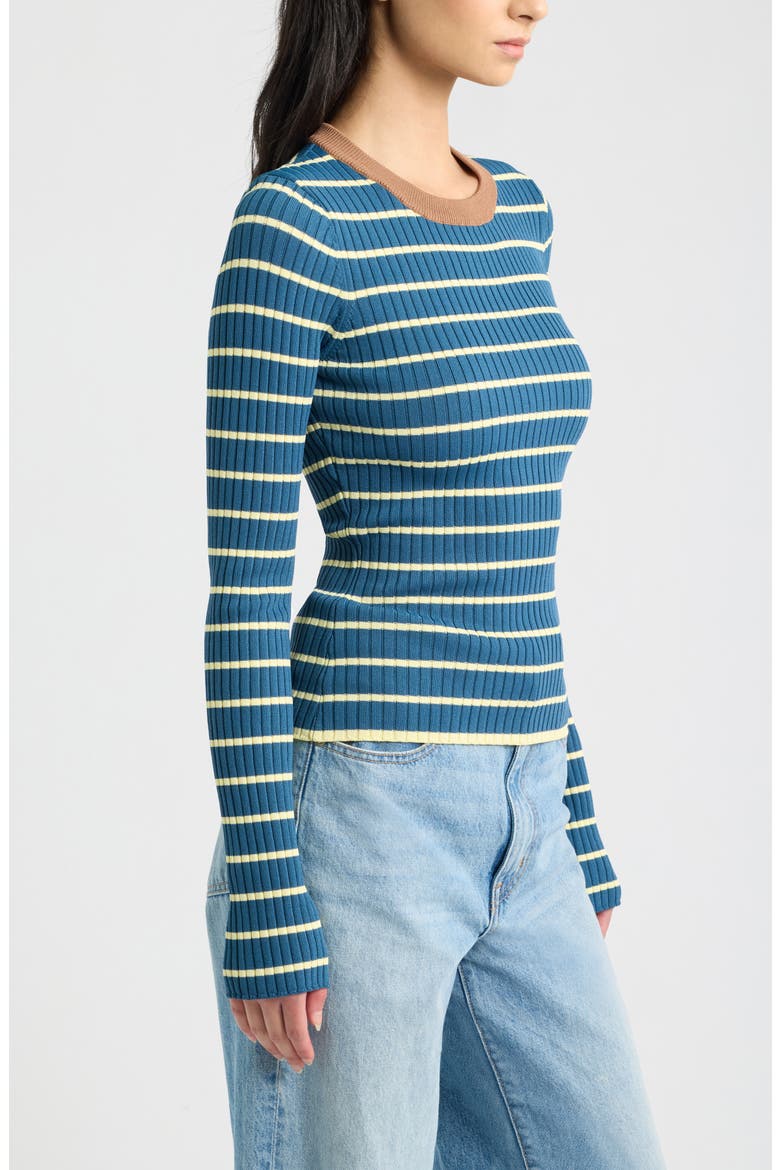 The Dora Long Sleeve Ribbed Top, Alternate, color, DEEP CANAL