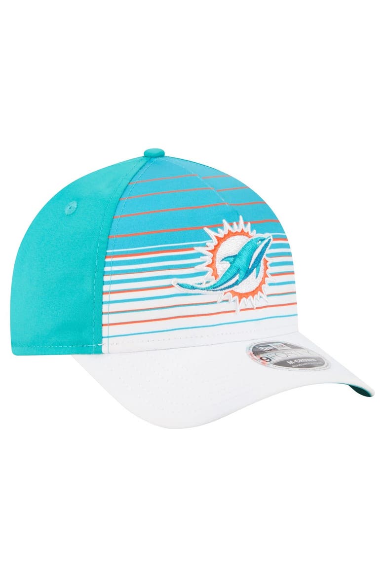 Men's New Era  White/Aqua Miami Dolphins Adventure Gradient 9FORTY M-Crown A-Frame Adjustable Hat, Alternate, color, White