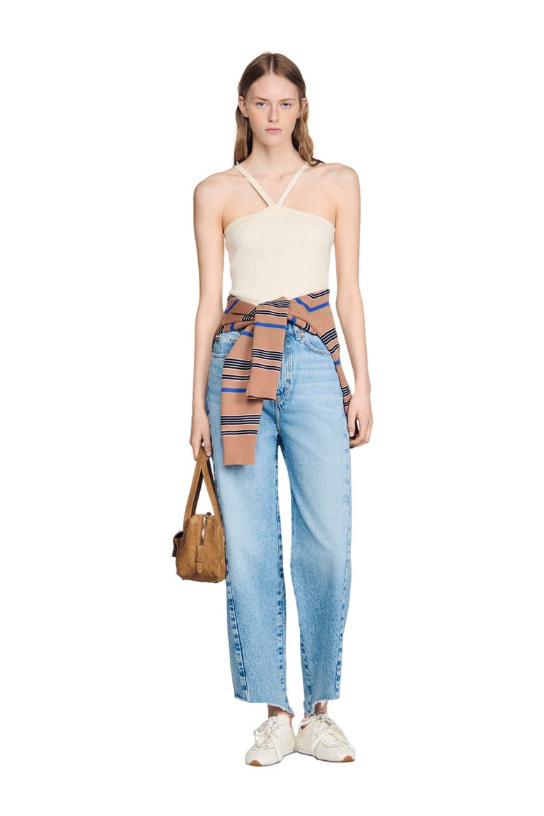 Short ribbed knit top, Alternate, color, Ecru