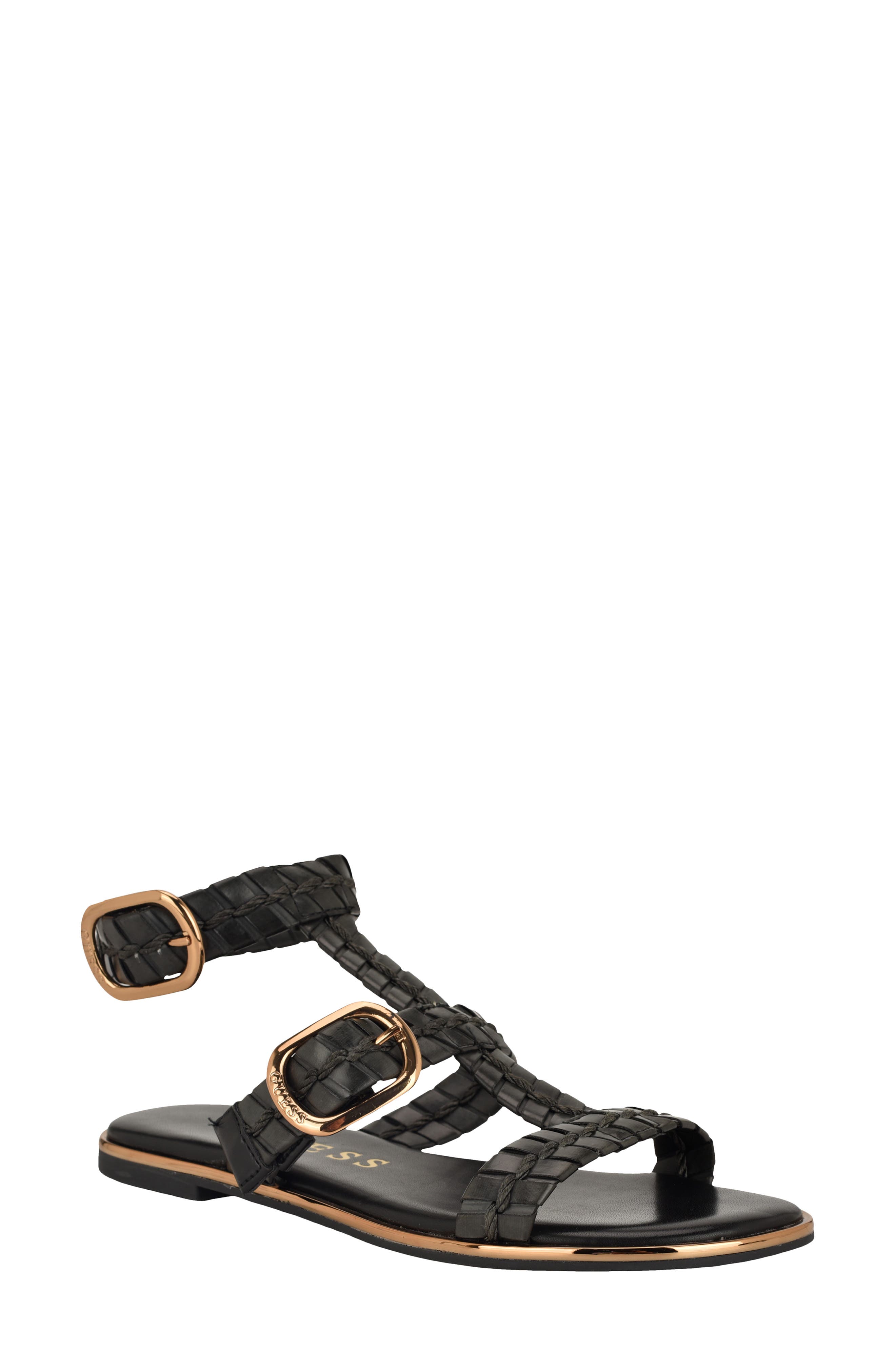 GUESS Lylnet Ankle Strap Sandal, Main, color, Black