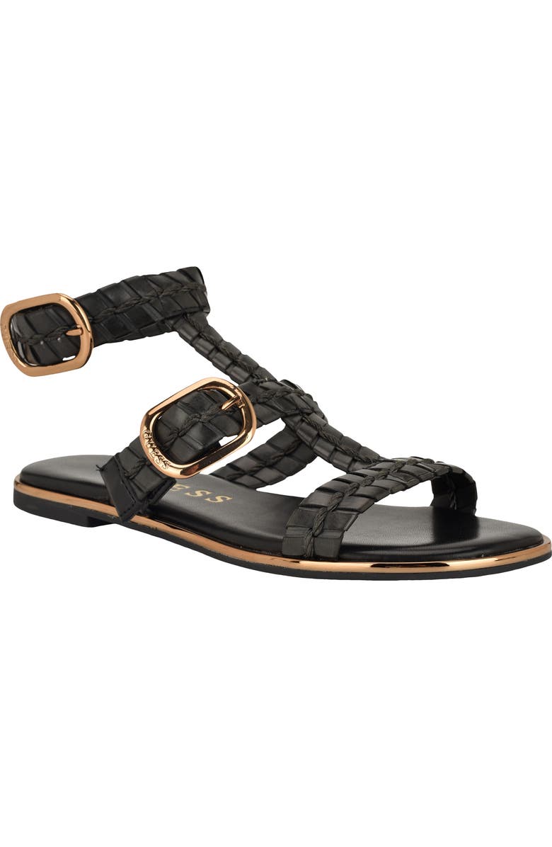 GUESS Lylnet Ankle Strap Sandal, Main, color, Black