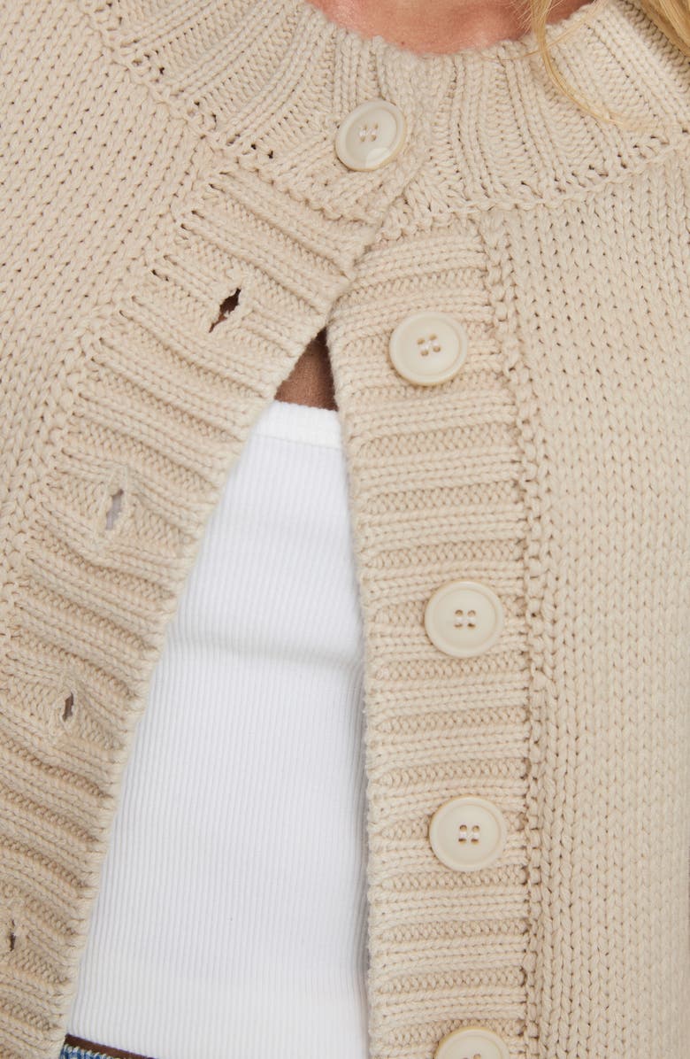 Princess Polly Edern Blouson Cotton Blend Cardigan, Alternate, color, Cream