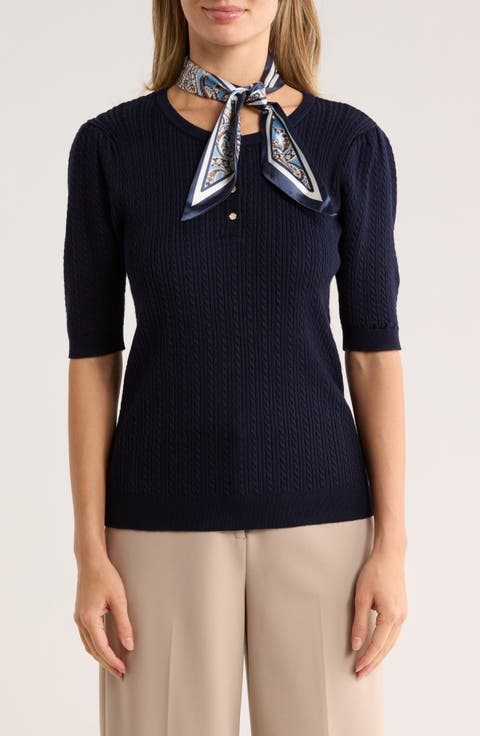 Audrielle Scarf Tie Sweater