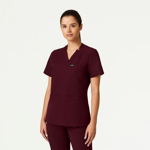 Helia Women's 3-Pocket Slim Notched V-Neck Scrub Top