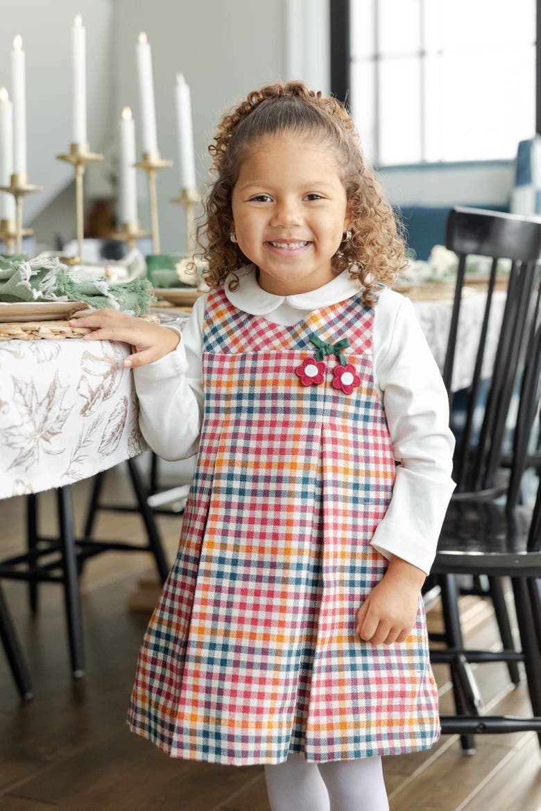 Plaid Jumper with Flowers, Alternate, color, Multicolor Plaid