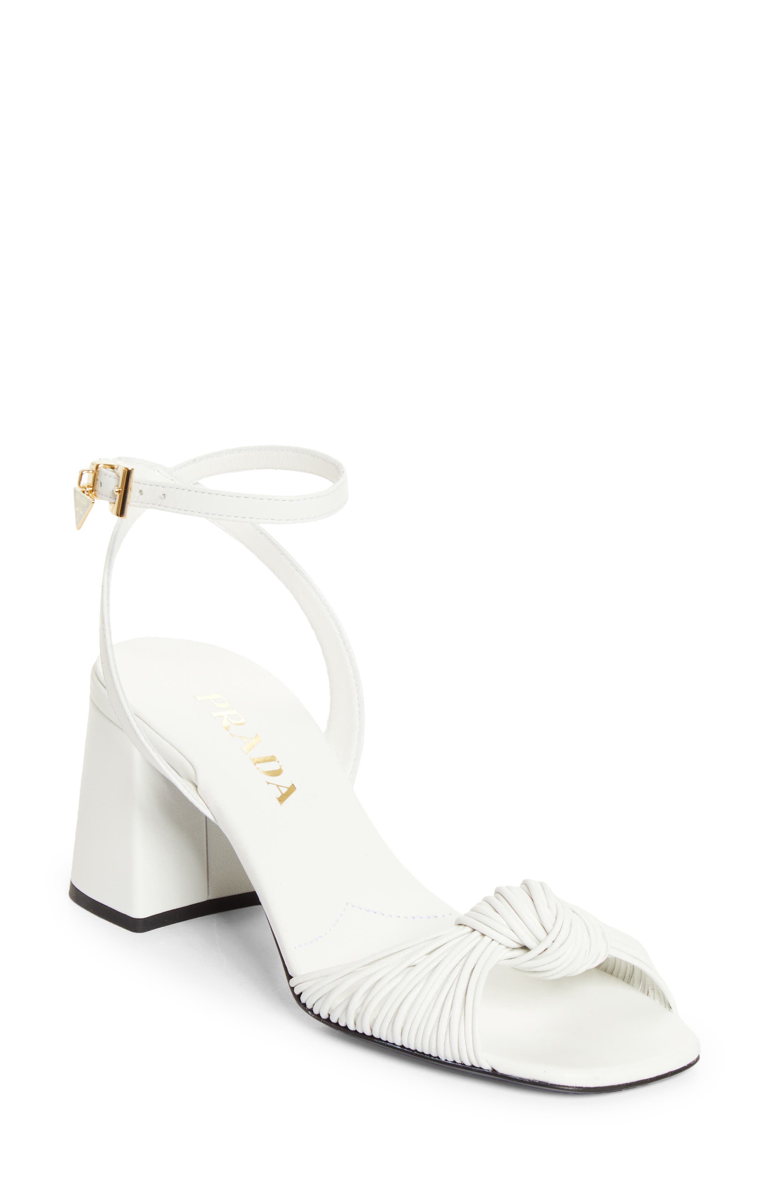 Prada Cage Sandal, Main, color, Bianco