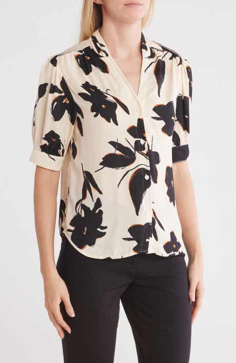 T Tahari Short Sleeve Airflow Blouse