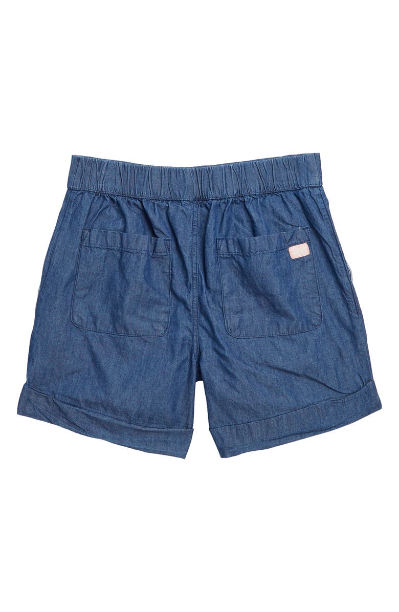 Scotch & Soda Kids' Stripe Embroidered Tie Waist Cotton Shirt & Denim Shorts Set, Alternate, color, 
