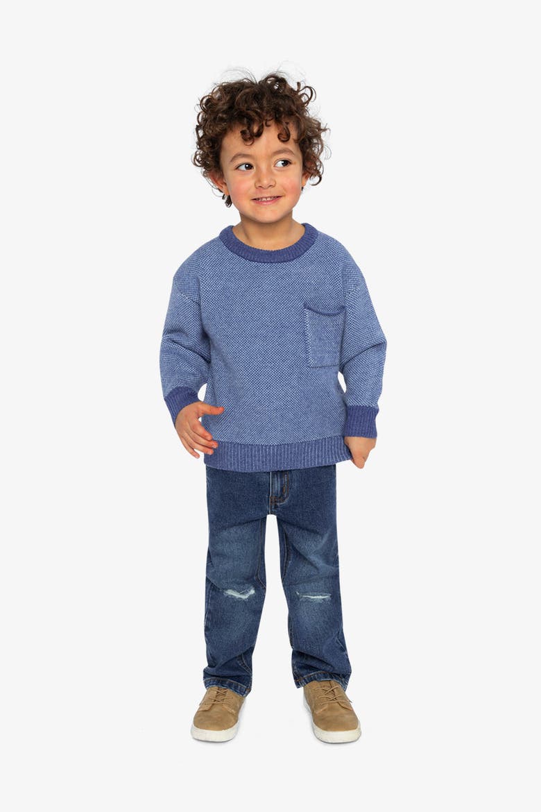 Knit Diamond Pattern Chest Pocket Sweater, Alternate, color, Blue Knit