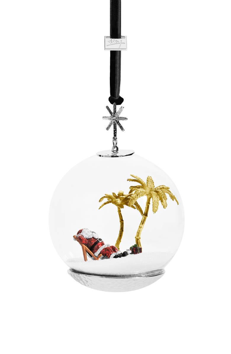 Michael Aram Island Santa Snow Globe Ornament, Main, color, Gold/ Red Multi