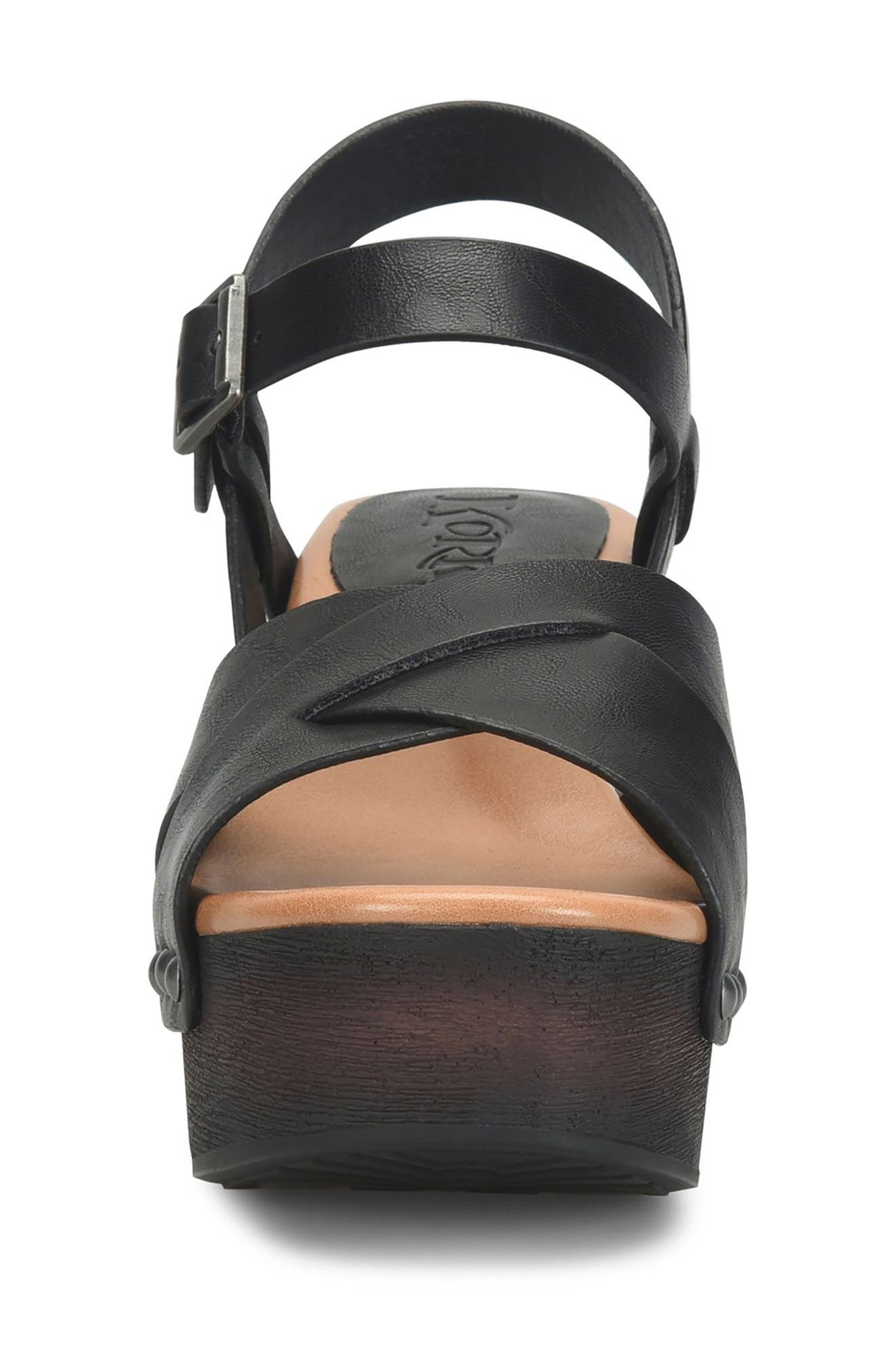 KORKS Leda Ankle Strap Platform Sandal, Alternate, color, Black