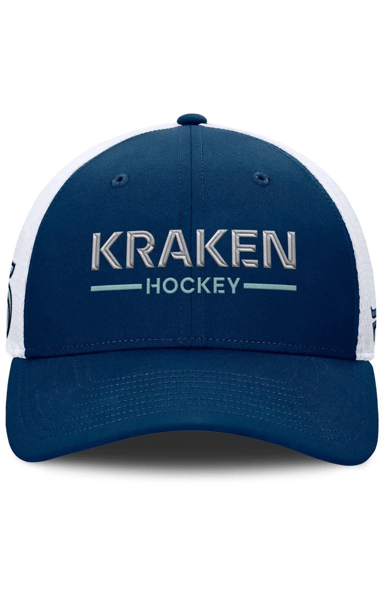 FANATICS Men's Fanatics Deep Sea Blue/White Seattle Kraken Authentic Pro Rink Lockup Adjustable Trucker Hat, Alternate, color, Blue