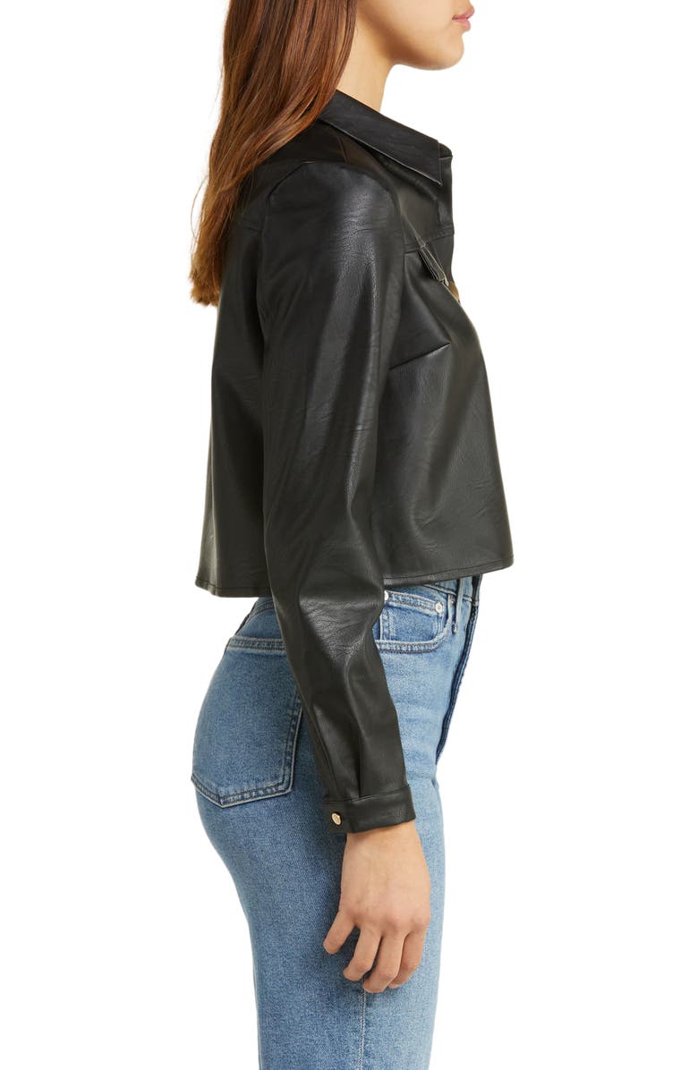 Halogen<sup>®</sup> Faux Leather Crop Shirt Jacket, Alternate, color, 