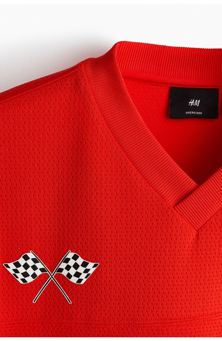 H&M Oversized printed mesh t-shirt, Alternate, color, Red/Honda