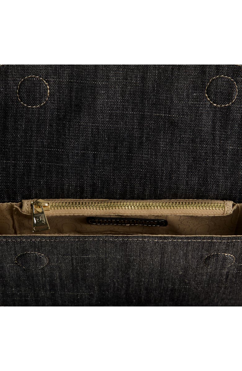 True Religion Frayed Denim Flap Crossbody Bag, Alternate, color, Black