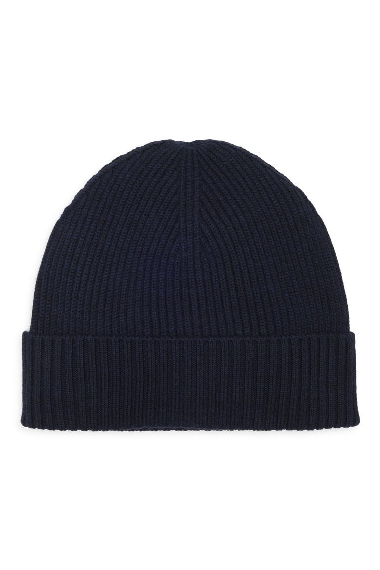 Merino Wool Cuff Beanie, Main, color, NAVY