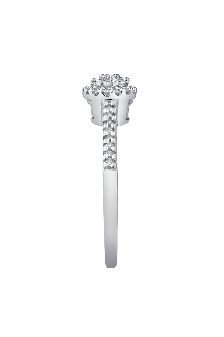 Nuvienne 0.30 Cts Natural Diamond Halo Cluster 14K Gold Ring, Alternate, color, 14K White Gold
