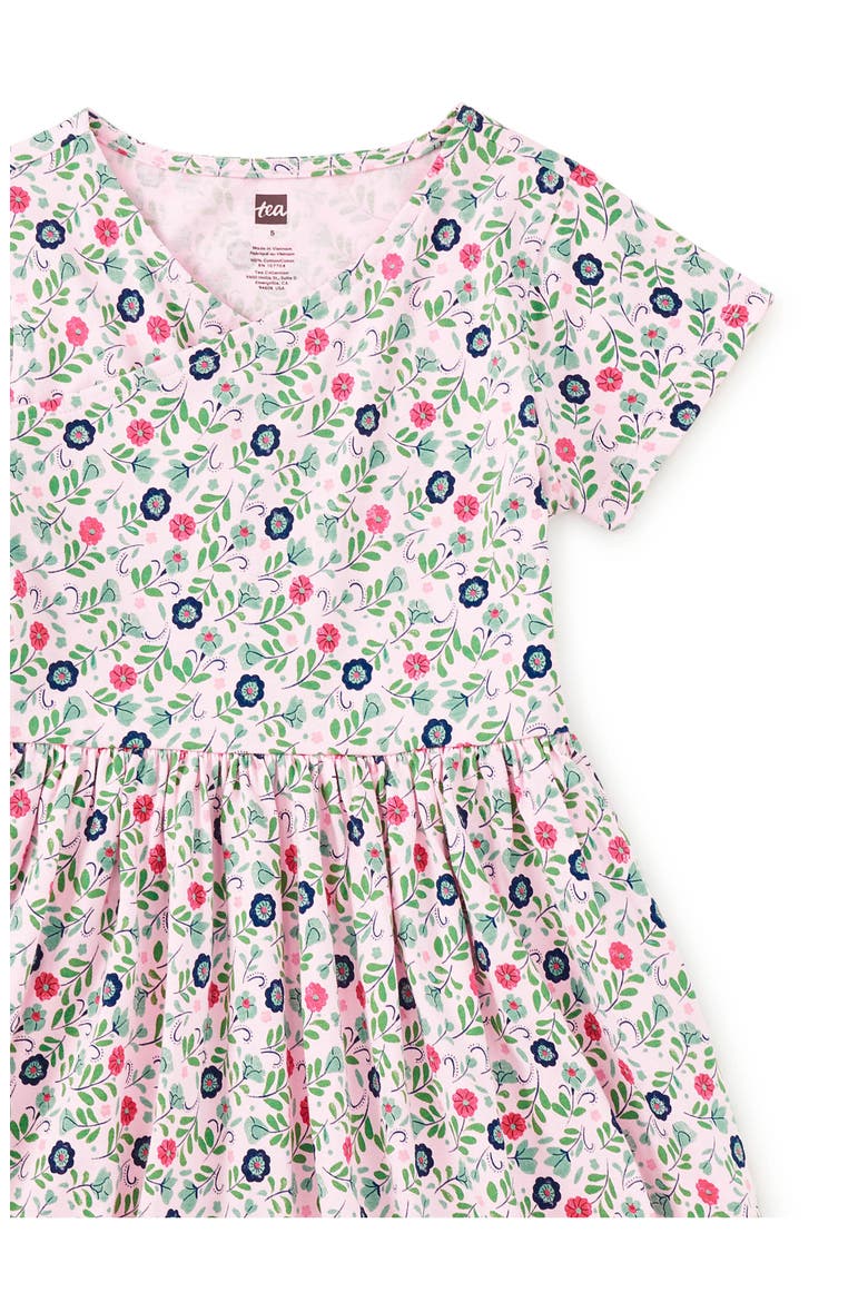 Short Sleeve Wrap Neck Dress, Alternate, color, Azulejos Florales