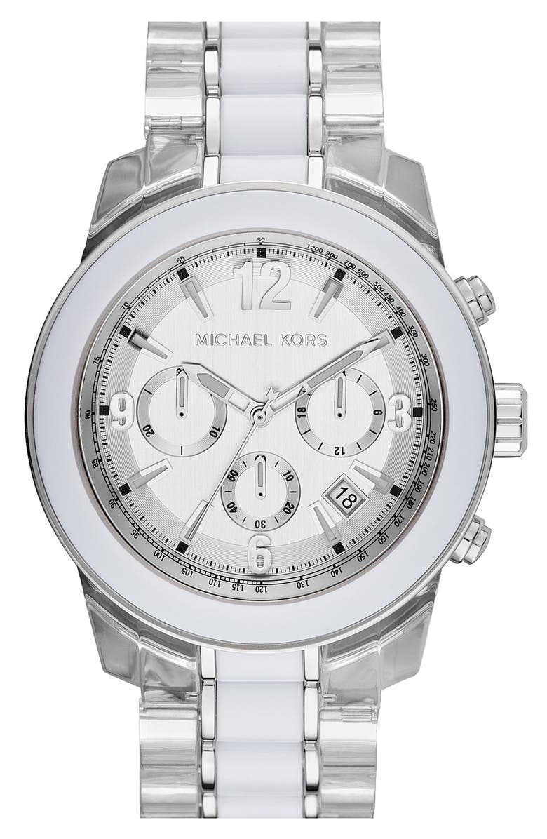 MICHAEL Michael Kors Michael Kors 'Preston' Two Tone Chronograph Bracelet Watch, 45mm, Main, color, 