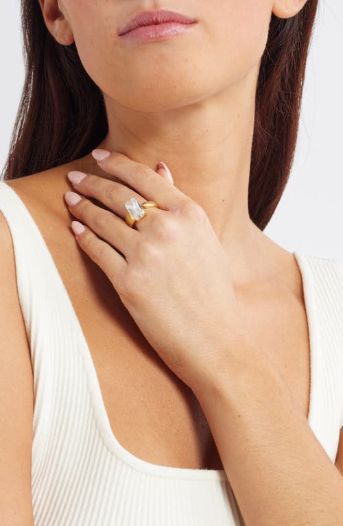 NORDSTROM NORDSTROM DEMI FINE EMERALD CUT CUBIC ZIRCONIA OPEN RING