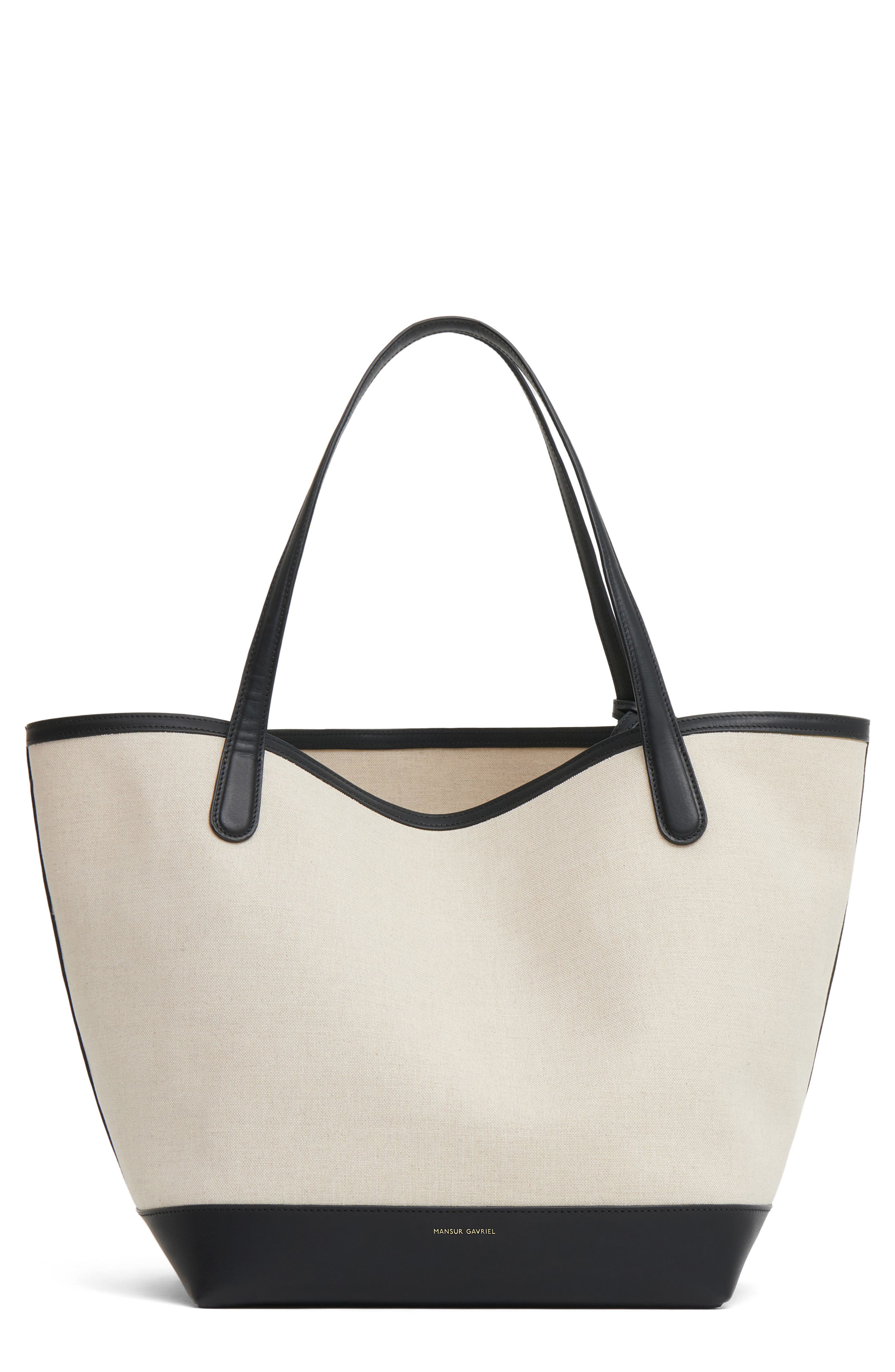 Everyday Soft Canvas & Leather Tote, Main, color, NATURAL / BLACK
