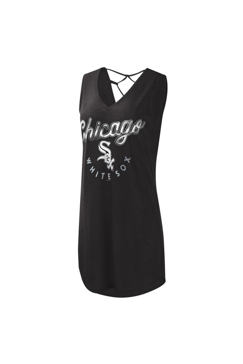 Women's G-III 4Her by Carl Banks Black Chicago White Sox Game Time Slub Beach V-Neck Cover-Up Dress, Alternate, color, Black