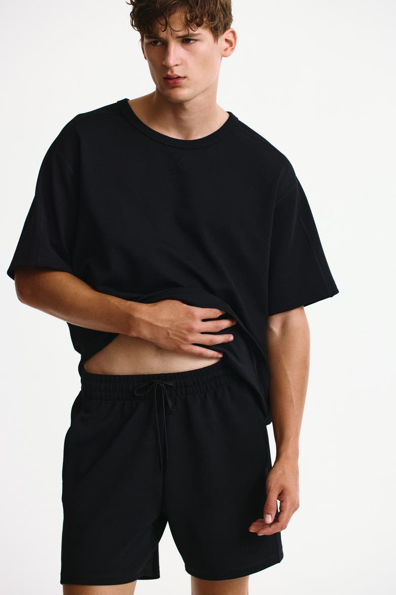 Regular-fit Waffled Sports Shorts With Drymove, Alternate, color, Black