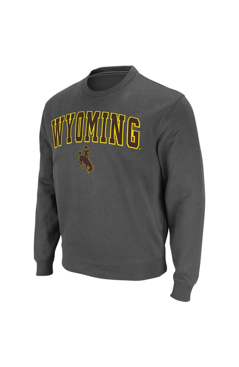COLOSSEUM Men's Colosseum Charcoal Wyoming Cowboys Arch & Logo Tackle Twill Pullover Sweatshirt, Alternate, color, Charcoal