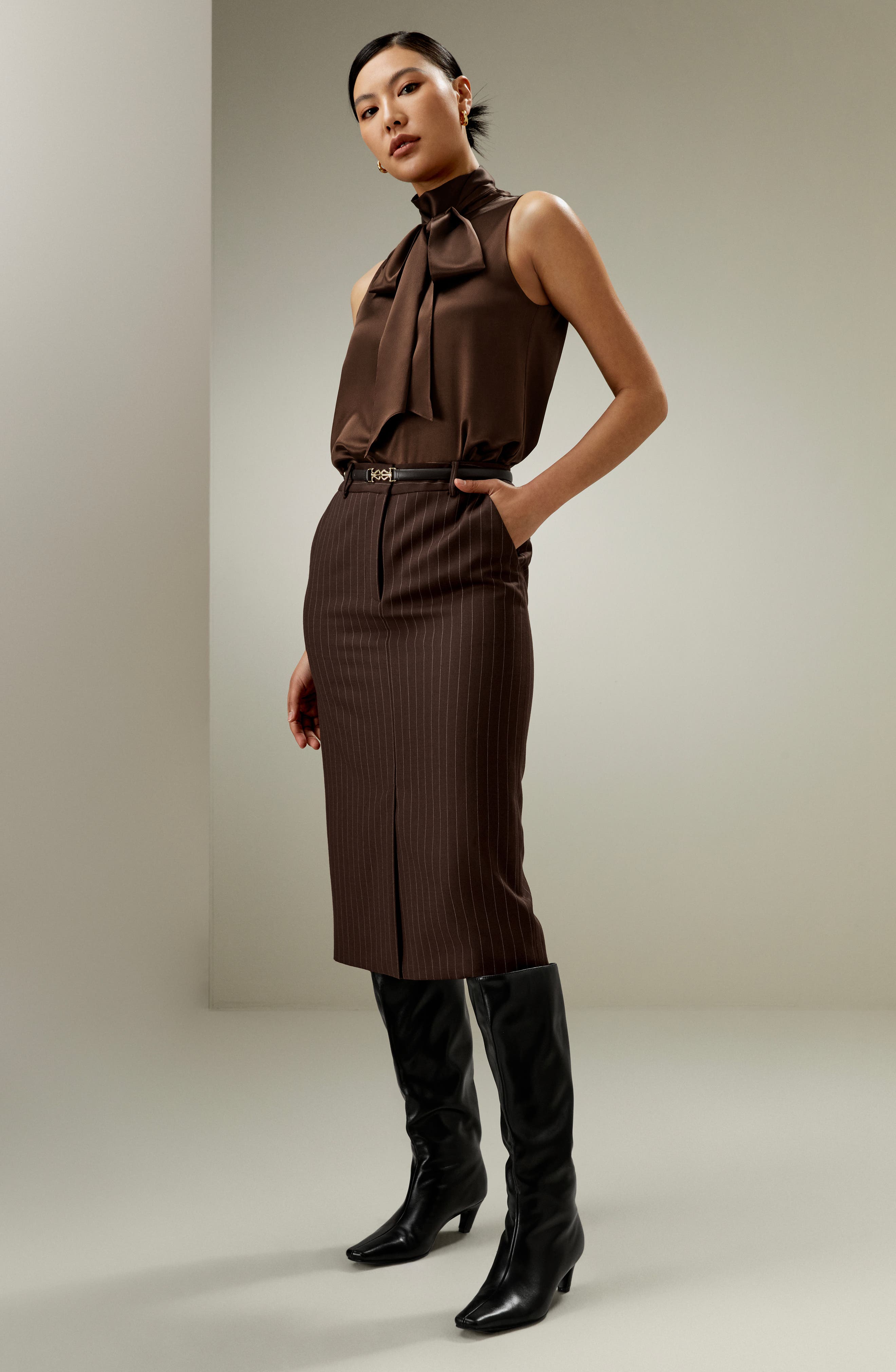 Sleeveless Tie-Neck Silk Blouse - image 2