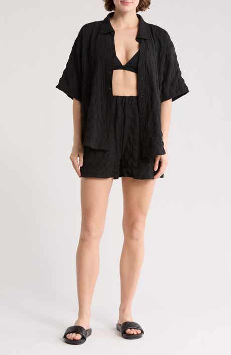 NORDSTROM RACK Crinkle Cover-Up Top & Shorts Set