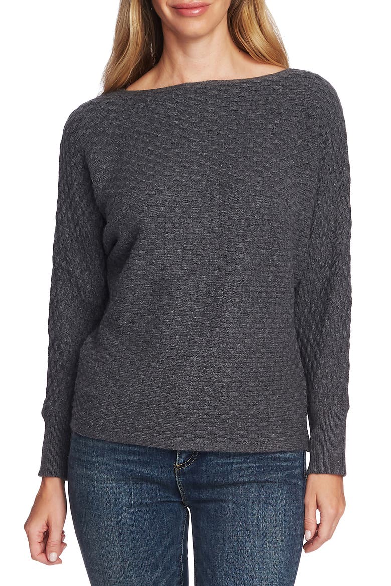 Dolman Sleeve Sweater, Main, color, MED HEATHER GREY