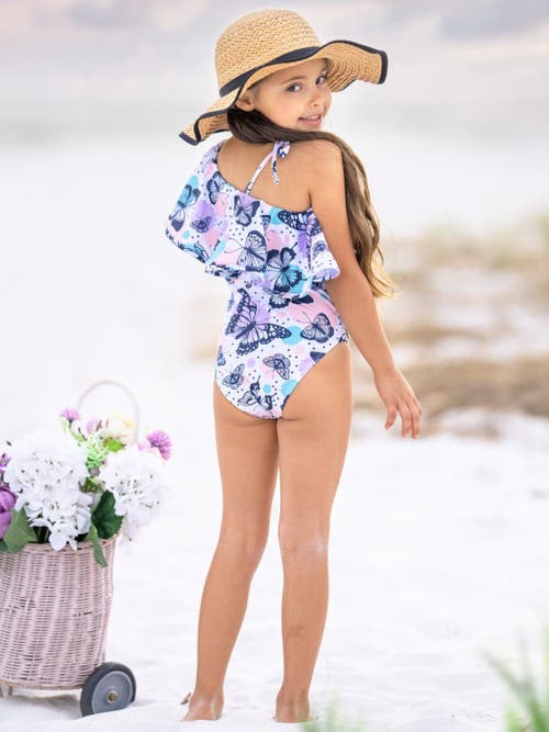 MIA BELLE GIRLS MIA BELLE GIRLS GIRLS BUTTERFLY DREAMS RUFFLE ONE-PIECE SWIMSUIT