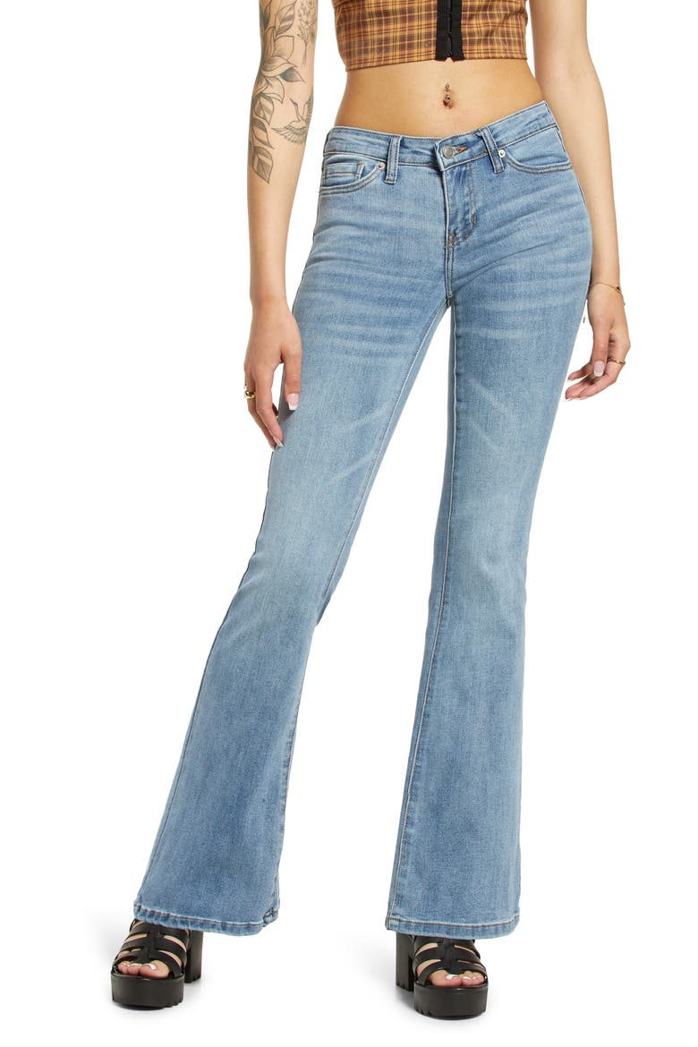 Low Rise Flare Jeans, Main, color, CLASSIC LIGHT WASH