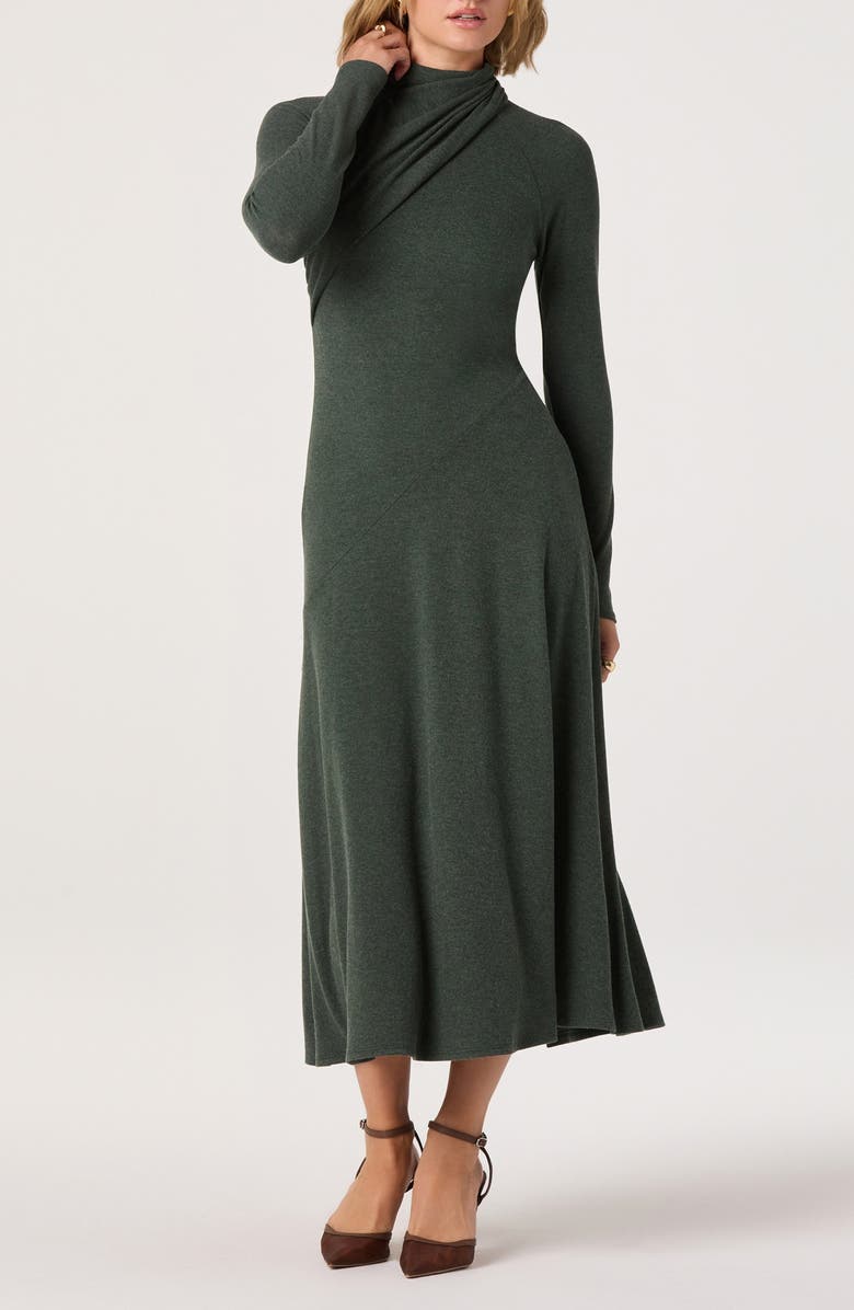 ASTR the Label Long Sleeve Mock Neck Dress, Alternate, color, Heather Green