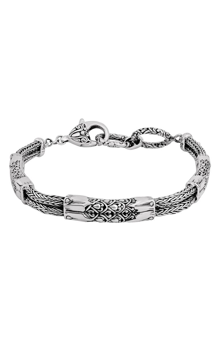 DEVATA Sterling Silver Bali Dragon Skin Bone Chain Bracelet, Main, color, 