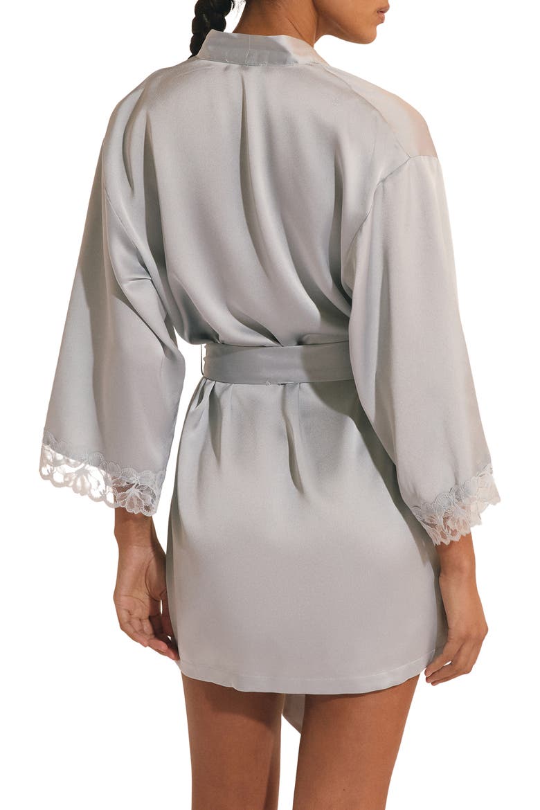 Naeva Deshabille Lace Trim Satin Robe, Alternate, color, OXYGEN