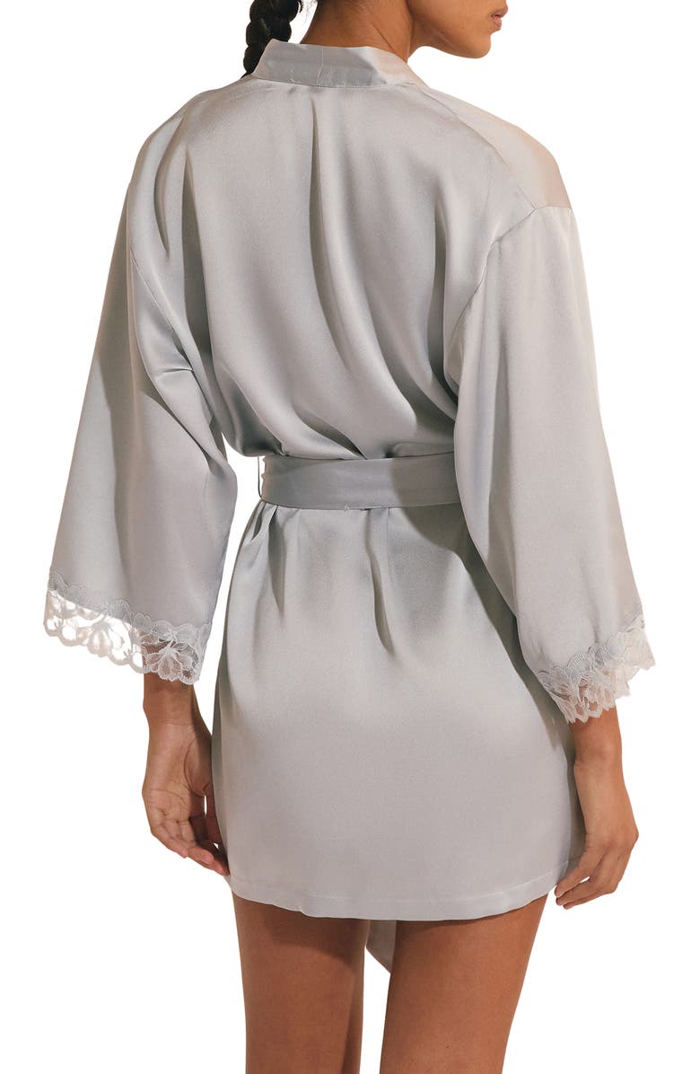 Etam Naeva Deshabille Lace Trim Satin Robe, Alternate, color, Oxygen