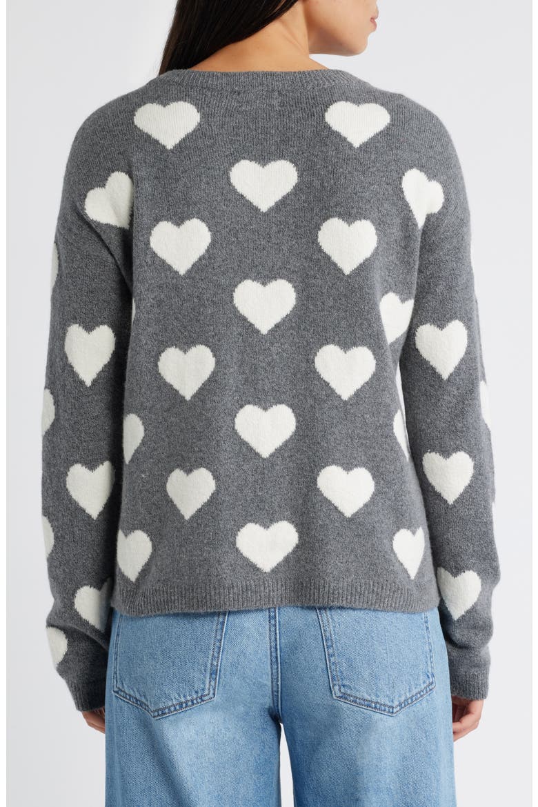 Hearts Jacquard Crewneck Sweater, Alternate, color, GREY- IVORY POP HEART