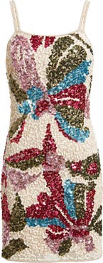 Pisarro Nights Sequin Floral Sheath Dress