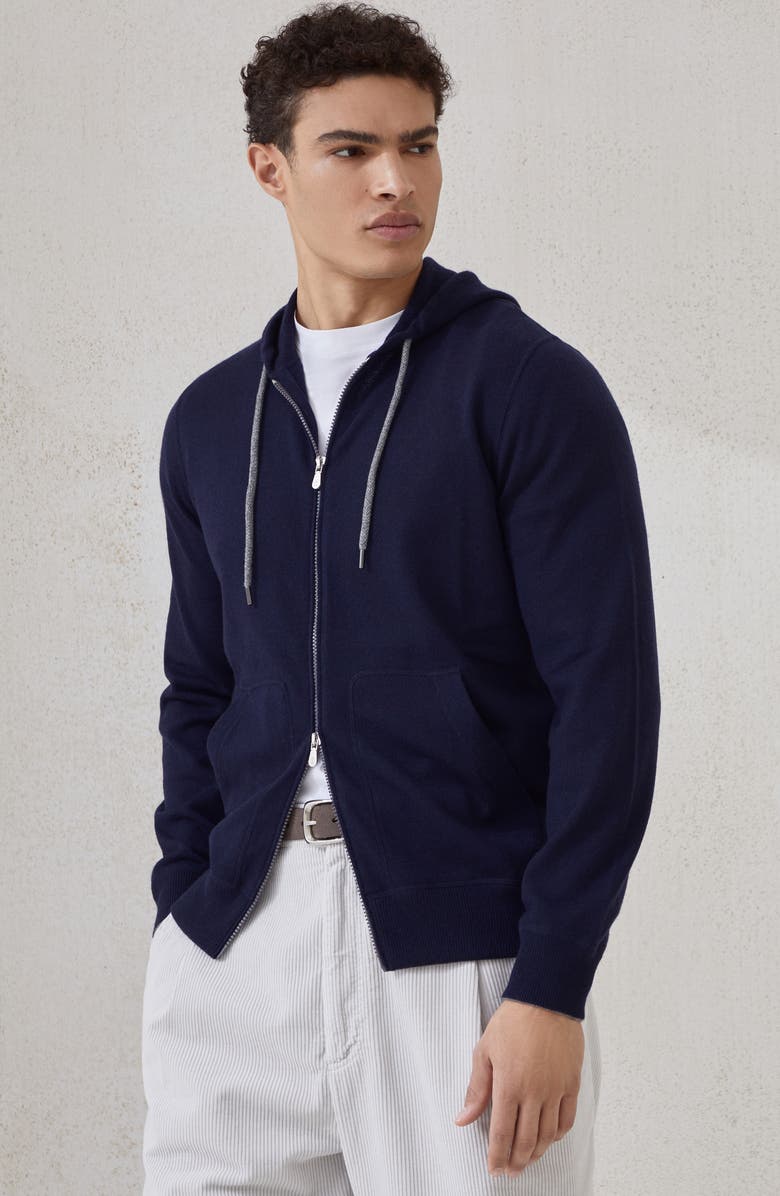 Brunello Cucinelli Sweatshirt-style cardigan, Alternate, color, Navy Blue