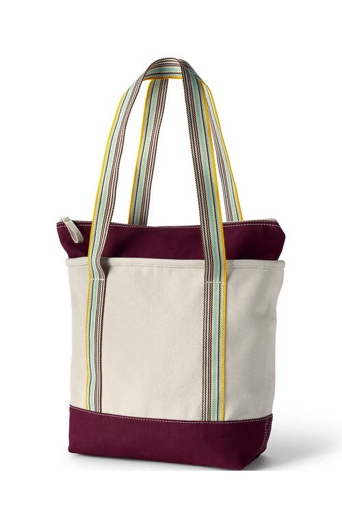 Lands' End Zip Top Long Handle Canvas Tote Bag