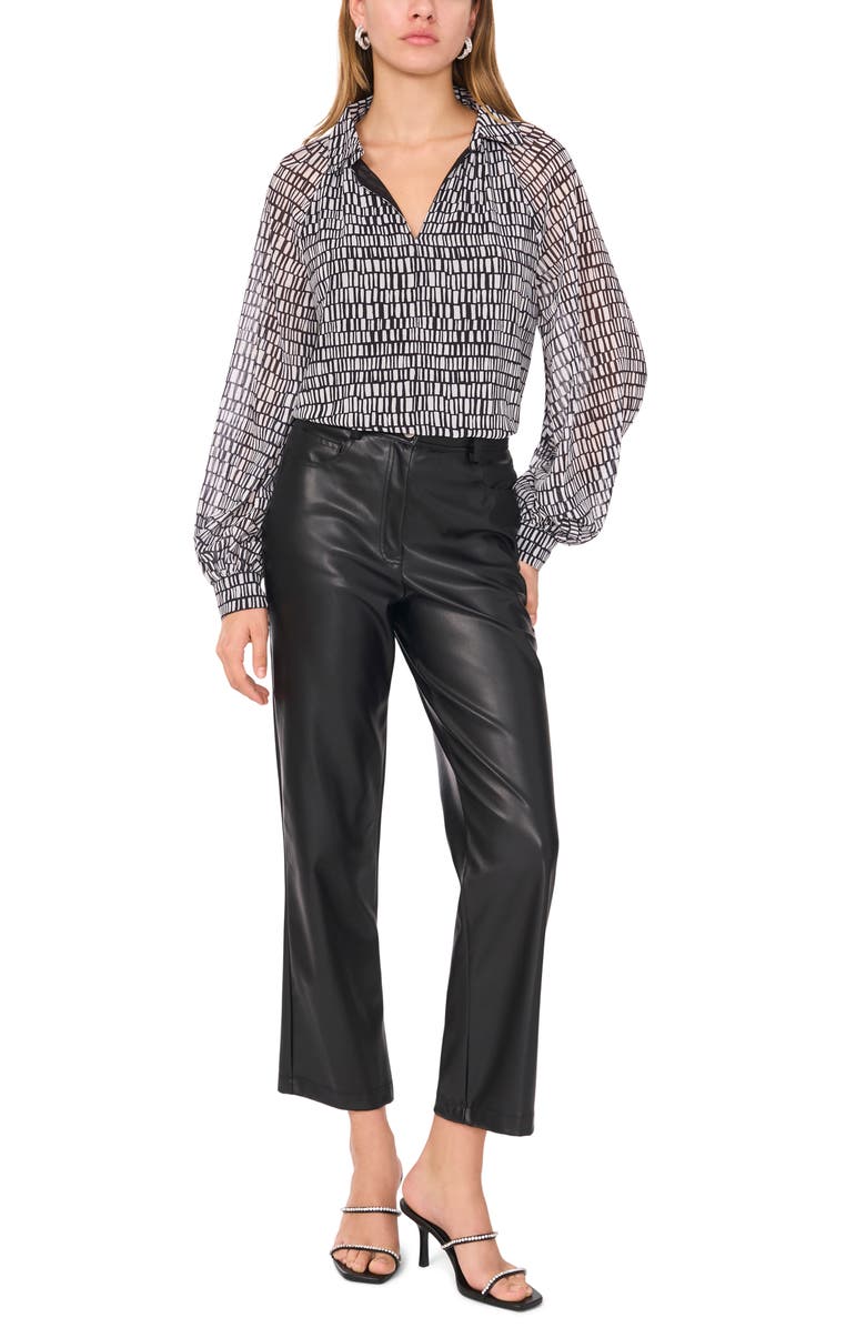 Vince Camuto Collared Popover Top, Alternate, color, Rich Black